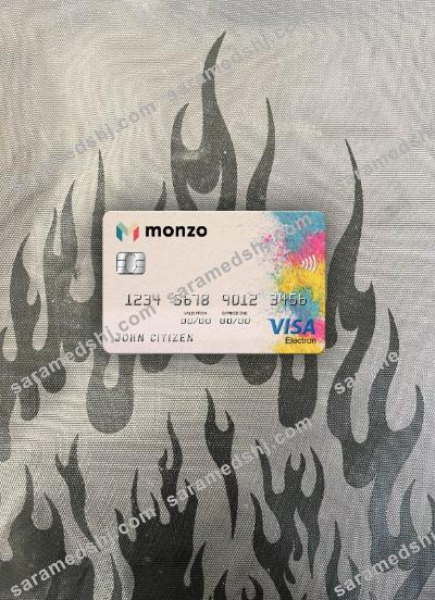 United Kingdom Monzo bank visa electron card photolook front